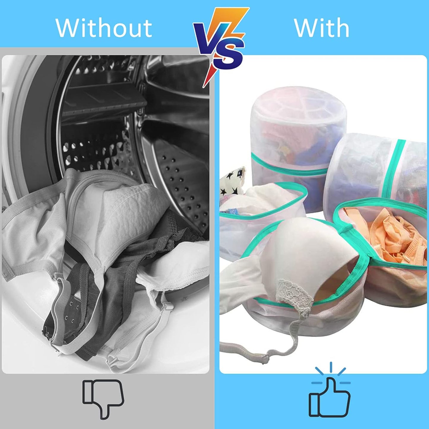 Mesh Laundry Bags for Delicates Durable Protective Wash Bags Travel Storage Bags for Intimates Lingerie, 4PCS (6.5 * 8In)